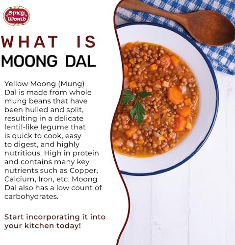 Moong Dal 2 LBS (Mung Split Dry Beans) ~ Indian Golden Lentils ~ 100% Natural & Pure - by Spicy World