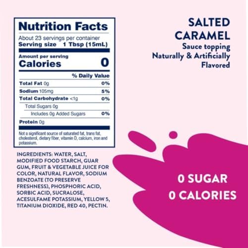 Salted Caramel Coffee Syrup Sauce, Sugar Free, Keto, Zero Calories, THICKER DRIZZLE, (Pack of 50), with CHIRPFINDS COASTER