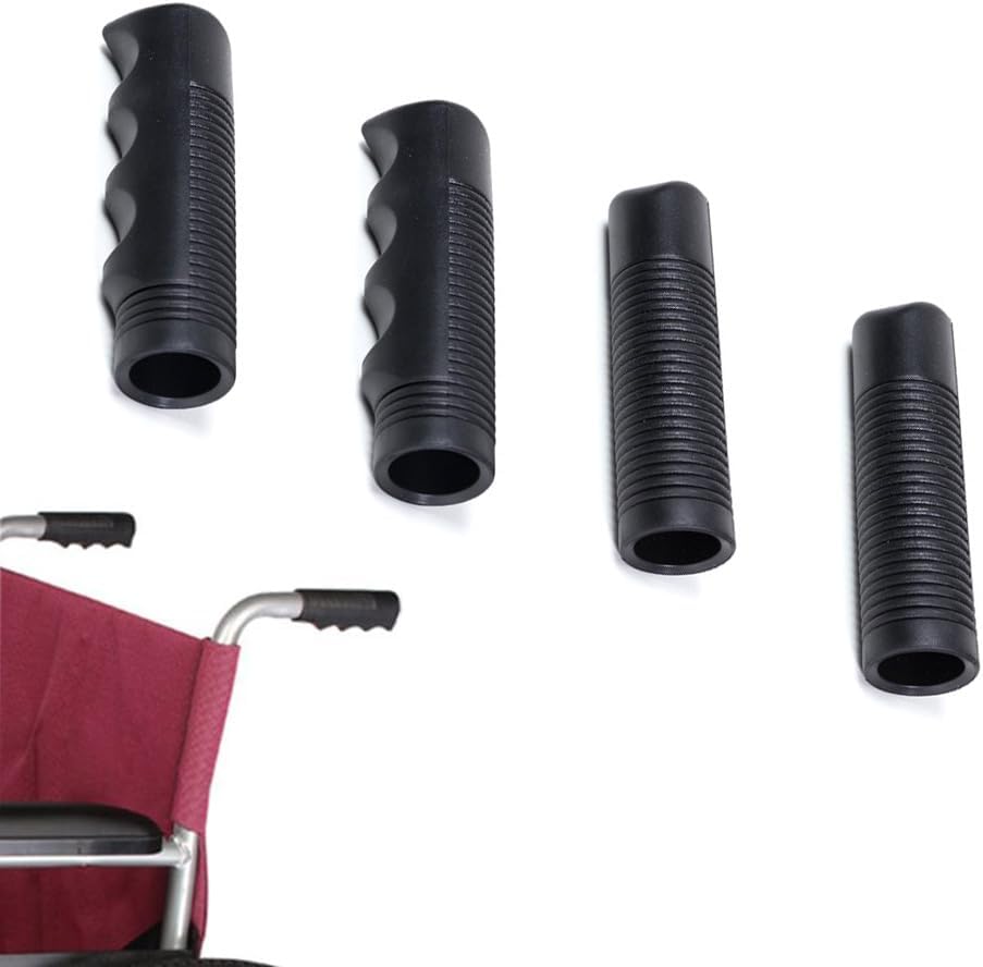 4 Pack Rollator Walker Handle Grip Replacement 7/8” Anti-Slip Semi-Soft Rubber Hand Grips Cover Pads for Folding Wheelchair Transport Chair Walking Cart Rolling Walkers Transport Wheelchairs