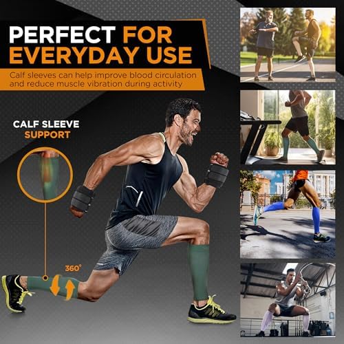 Doc Miller Calf Compression Sleeve – Footless Socks for Women & Men, 30-40mmHg Medical Design, Compression Shin Sleeves, Leg Cramp Relief, Varicose Veins, Knee High Stockings, 1 Pair