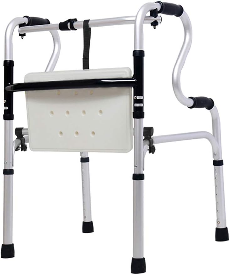 Bariatric Heavy-Duty Folding Walker with Shower Seat for Seniors - Adult Walkers - Portable Mobility Aid for Elderly Adjustable Height