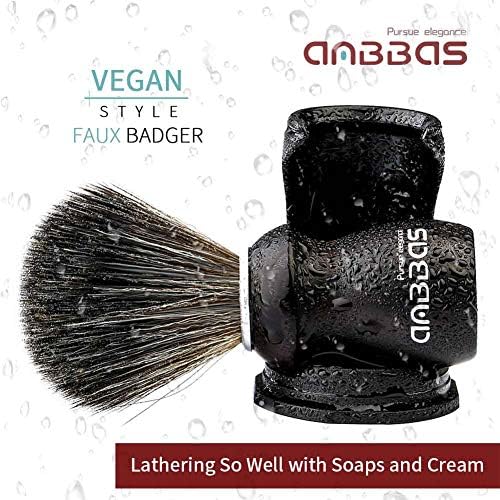 Anbbas Shaving Brush and Holder with Travel Case, Synthetic Badger Hair Ebony Handle Brush 3in1 Kit for Men