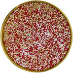 Edible Red & White & Super Gold Pearl Sugar Sprinkles Candy 2mm Mini Pearls Cake Decorations Cupcake Toppers Cookie Decorating Perfect for Wedding Party Valentine Halloween Christmas Supplies 3OZ
