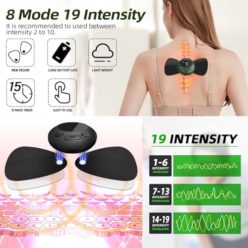 Intelligent Wireless TENS & EMS Unit Rechargeable Electric Deep Tissue Powered Muscle Stimulator Massager Machine Pain Relief Therapy for Back Shoulder Leg Neck Arms