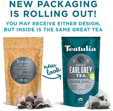 Teatulia Organic Earl Grey Tea Bags (50 Pyramid Sachet Teabags) Whole Leaf Flower 100% Compostable Black Tea + Bergamot Citrus Sustainably Grown In Bangladesh