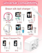 for Braun Silk Epil 9 Charger Compatible with Braun Epilator Silk 9 7 5 9-720 9-300 9-890 9-030 9-880 5-810 5-620 and Face Epilator Facespa Pro 910 911 921