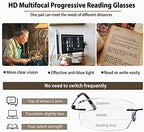 Progressive Photochromic Multifocus Reading Glasses Blue Light Blocking Diamond Cut Transition Multifocal Readers