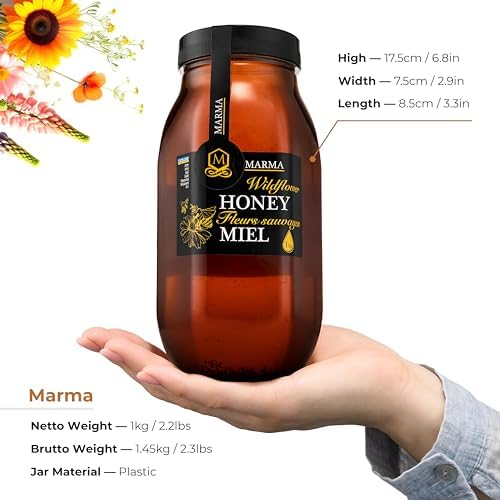 HONIGMA® Marma Wildflower Honey | Authentic Raw Honey from Ukraine | 100% Pure & Unpasteurized | 1000g/35.2oz | May Arrive Crystallized or Partially Crystallized | Pack of 2
