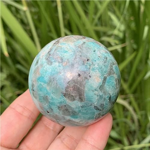 Natural Amazonite Crystal Sphere Gemstone Sphere, Polished Healing Energy Mineral Gemstone Balls for Reiki Chakra Decoration Fengshui (Amazonite 50mm)