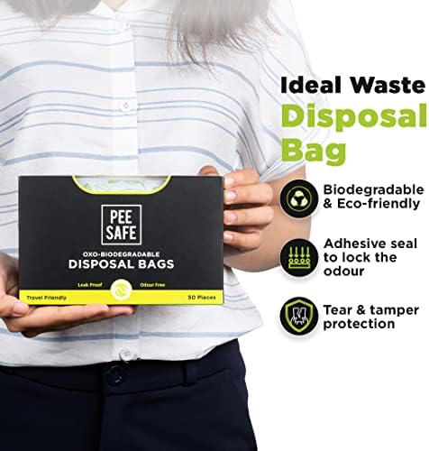 PEESAFE Sanitary & Tampon Biodegradeble Disposal Bags | Tampons Disposable Bags | Sanitary Pads Disposable Bags | Leak Proof, Odour Free & Travel Friendly | 50 Bags (Pack of 1)