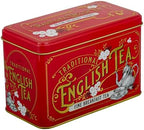 New English Teas Vintage Victorian Tea Tin in Berry-Red with 40 English Breakfast Teabags