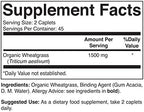 Brieofood Organic Wheatgrass 1500mg, 45 Servings, Vegetarian, Gluten Free, 90 Vegetarian Tablets