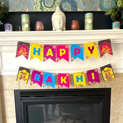 LoveNspire Happy Rakhi Banners Indian Festival Rakhi Raksha Bandhan Bunting Diy Home Indoor Outdoor Decoration Bollywood Party Supplies Home Decor Ideas