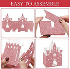 24 Pieces Princess Castle Candy Boxes Glitter Princess Castle Party Decorations Birthday Favor Boxes for Wedding Birthday Party Supplies(Rose Gold)