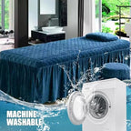 Solid Massage Bed Skirt Massage Bed Cover with Breath Hole Soft Crystal Velvet Spa Bed Cover with Skirt Massage Table Bed Sheet with Skirt Round Square Head Washable,B/Black,80 * 190cm(S)