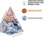Ever Vibes Rainbow Moonstone Orgone Pyramid - Handmade Healing Crystal Gemstone for Positivity, Strength, Meditation, Reiki, Yoga, Spiritual Gift, Home & Office Decor
