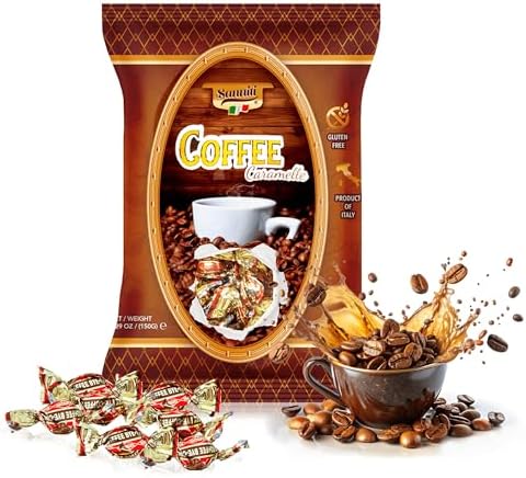 Sanniti Italian Hard Candy Caramelle | Gluten Free, No Preservatives | Product of Italy, 5.29 oz Bag (150 Grams, Coffee)