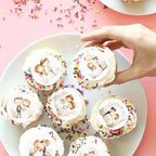 40PCS Edible Circle Wedding Groom Bride Cupcake Toppers Mr Mrs Cupcake Picks for Bridal Shower Engagement Newly Married Happy Wedding Cake Cupcake Decorations Proposal Party Decors