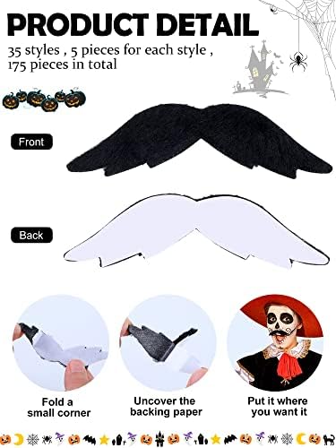 Giegxin 175 Pcs Fake Mustaches Bulk for Kids Stick on Mustache Kids Beard Self Adhesive Sticker School Classroom Costume Beard Novelty