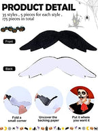 Giegxin 175 Pcs Fake Mustaches Bulk for Kids Stick on Mustache Kids Beard Self Adhesive Sticker School Classroom Costume Beard Novelty