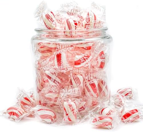 Peppermint Candy Bulk 2 lb – Red and White Mints Twists, Individually Wrapped, Natural, Gluten Free, Vegan Friendly