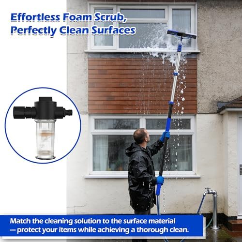 26Ft Reach Solar Panel Cleaning Brush Kit with 5-20ft Telescoping Pole - Telescopic Extension Pole with Dual Action Flip-Lock & Screw Fixing Design, Ideal for Snow Removal, Windows, Boats, RVs, Decks