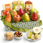 A Gift Inside Classic Fresh Fruit Basket Gift with Crackers, Cheese and Nuts for Holiday, Thank You, Birthday, Get Well, Anniversary, Corporate