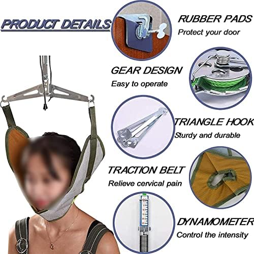 Neck Support Protection Neck Cervical Traction Device, Adjustable Home Physical Therap, Neck Traction Stretcher, for Neck Shoulder Pain Brace Relief Head Over Door Frame 22.8.10, jj-99