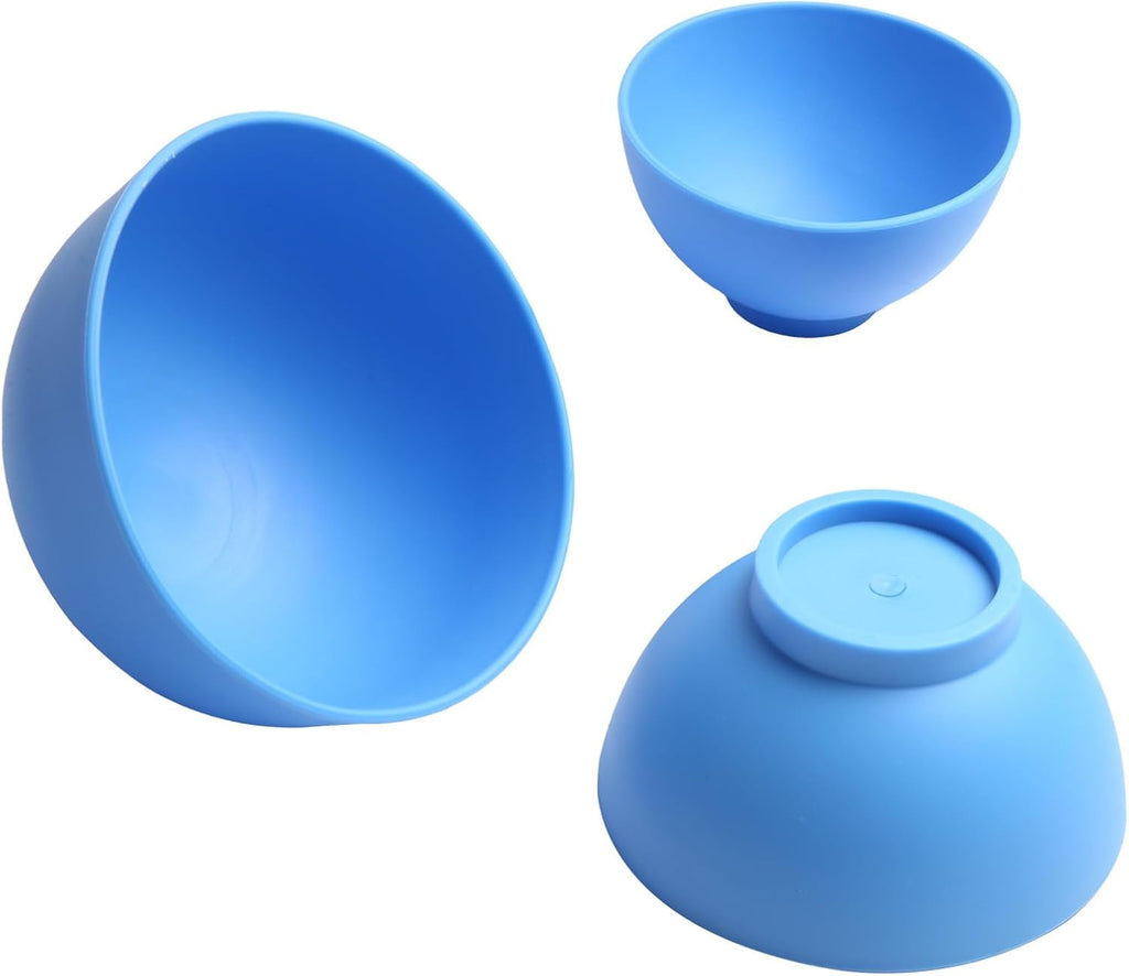 Dental Mixing Bowls Flexible Durable for Alginate Impression Lab Rubber Plaster Materials(3Pcs Blue)