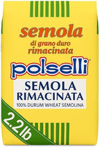 POLSELLI 1 kg, Semola Flour, Semolina Rimachinata di grano duro, Great for Bread, Pizza, or Pasta making