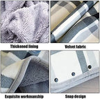Winter Wheelchair Blanket for Adults, Plus Velvet Thickened Multifunctional Shawl Cover with Buttons Soft Super Warm Wheelchair Blanket for Warm Gift