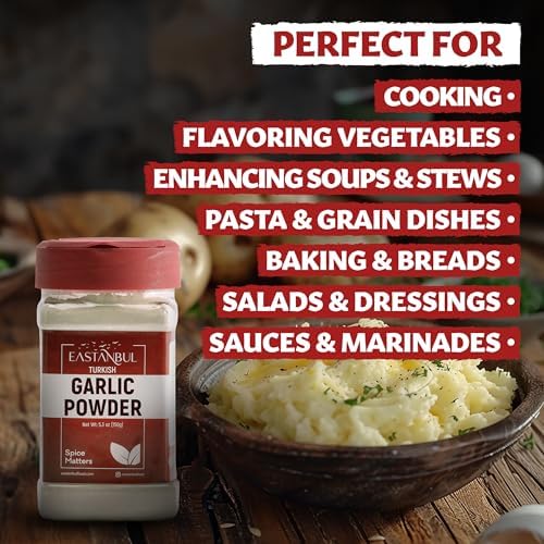 Eastanbul Fine Garlic Powder, 5.3oz, Premium Turkish Garlic Powder Fine, 100% Natural, Finely Ground Non-Granulated, Flavor Enhancing, Everyday Use, Culinary Grade, Farmfresh, Vegan