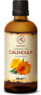 Calendula Oil 3.4 Fl Oz (100ml) - Calendula Officinalis Flower Extract – Infused - Almond Oil Base - 100% Pure & Natural - Marigold Oil – Benefits for Skin, Nails, Hair, Face, Body