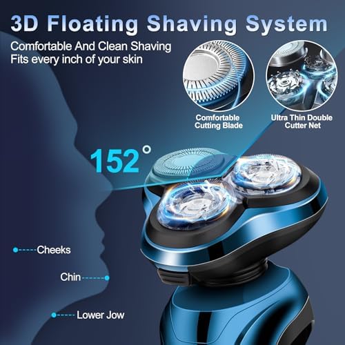 Electric Razor for Men, Men's Rotary Shavers, Waterproof,Wet and Dry Rechargeable Electric Shaver for Men's Faces with a Cordless and Floating Head, Portable Travel Razor,an Ideal Gift for Men