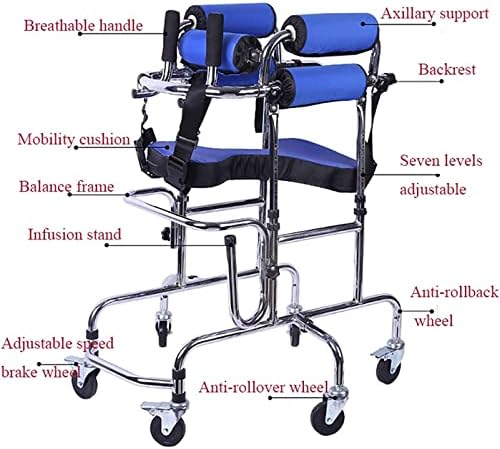 Walking Aids for Disabled People, Portable Stand Upright Walker with Height Adjustable Seat, for Kids Cerebral Palsy Disability Rehabilitation Training