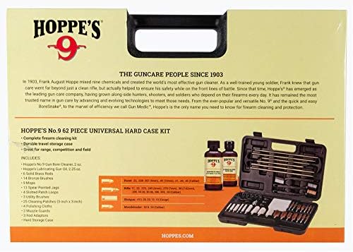 Hoppe's Deluxe Gun Cleaning Kit - 62 Piece Universal Cleaning Kit for Pistols, Rifles, & Shotguns, Includes Oil, Brushes, Rods and More