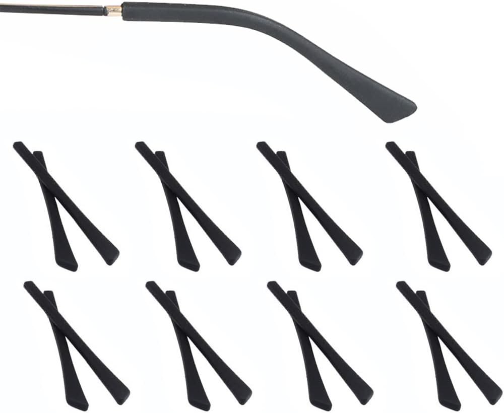 Eyeglass Replacement Temples,Silicone Glasses End Tips Ear Sock Pieces Sleeve for Thin Metal Glasses Legs,8 Pairs