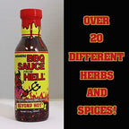 Habanero Spicy BBQ Sauce From Hell - 13 oz. - Premium Gourmet Spicy Hot Habanero Sauce for Chicken Wings and Ribs on the BBQ Grill – Warning - Try if you Dare!