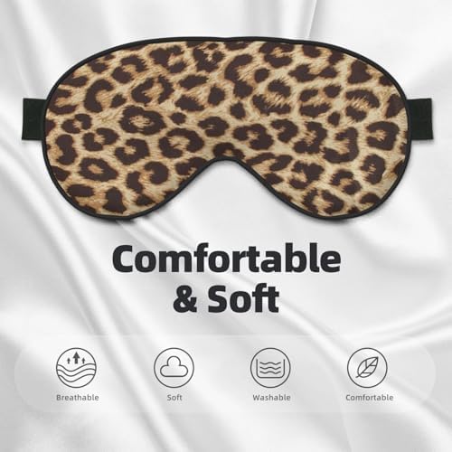 Leopard Print Sleep Mask for Women Men, Soft and Comfortable Eye Mask with Adjustable Strap for Travel Yoga Nap Sleeping
