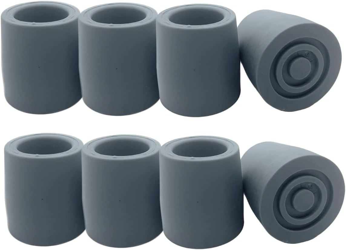 Rubber Crutch Tips 1-1/8 Inch 8 Pack, Heavy Duty Replacement Tips for Walker, Cane, Walking Stick and Commode Legs, Non-Slip Walker Feet Caps