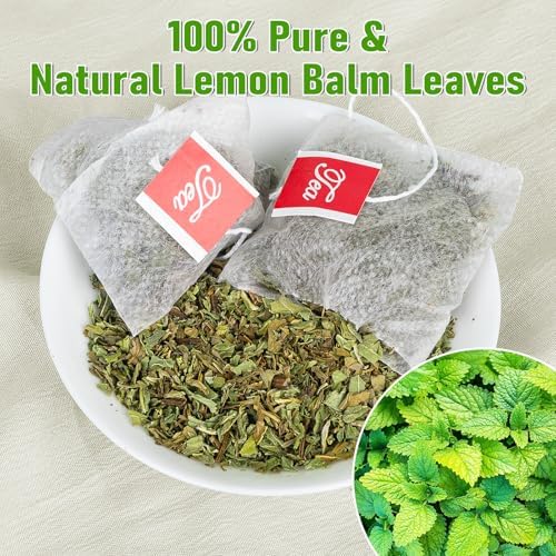 Lemon Balm Tea Bags, Pure & Natural Dried Lemon Balm, Herbal Tea Bags with Caffeine Free, Premium Lemon Balm Leaf for Calming and Digestion Support (1 Pack/50 Bags)