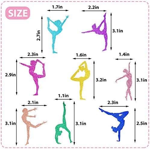 48 Pieces Gymnastics Cupcake Toppers Glitter Gymnastics Birthday Party Decorations Cupcake Picks Cheer Team Cake Toothpicks Decorations for Girls Birthday Party Favors Supplies