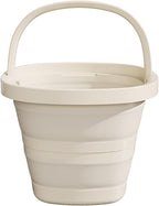 Collapsible Utility Bucket with Handle, 10L Sizes, Multi-Purpose for Foot Bath, Cleaning, Storage, Beige (Beige)