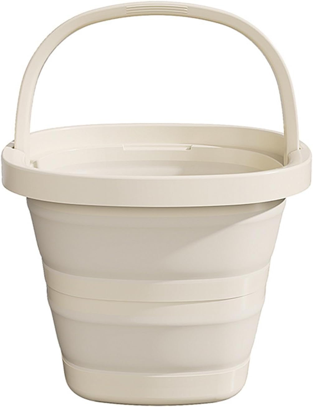 Collapsible Utility Bucket with Handle, 10L Sizes, Multi-Purpose for Foot Bath, Cleaning, Storage, Beige (Beige)