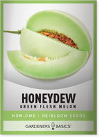 Gardeners Basics, Honeydew Seeds for Planting - Green Flesh Melon Heirloom, Non-GMO Fruit Seed Variety- 2 Grams Seeds Great for Summer Honey Dew Melon Gardens