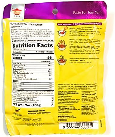 Tean’s Gourmet Paste For Tom Yam 7 Oz(2 Pack)