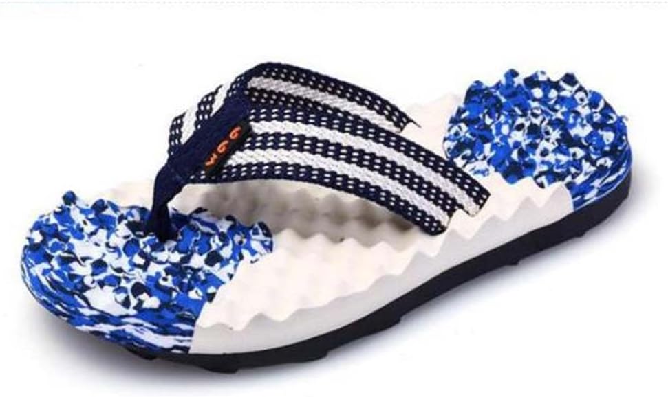 Men's Flip-Flops Massage Slippers,Outdoor Anti Slip Massage Sandals,Relief Plantar Fasciitis Heel Arch Arthritis Pain,Home Casual Beach Shoes(Size:EU 40,Color:Blue)