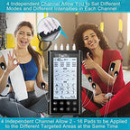 Belifu 4 Independent Channel TENS EMS Unit, 24 Modes,30 Level Intensity Muscle Stimulator Machine, Rechargeable Electric Pulse Massager with 10 Pads&5 Set Leads Wires, for Pain Relief Therapy(Black)