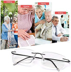 MIRYEA Progressive Photochromic Multifocus Reading Sunglasses Rimless Anti Blue Light Glasses Transition Sun Readers Eyewear