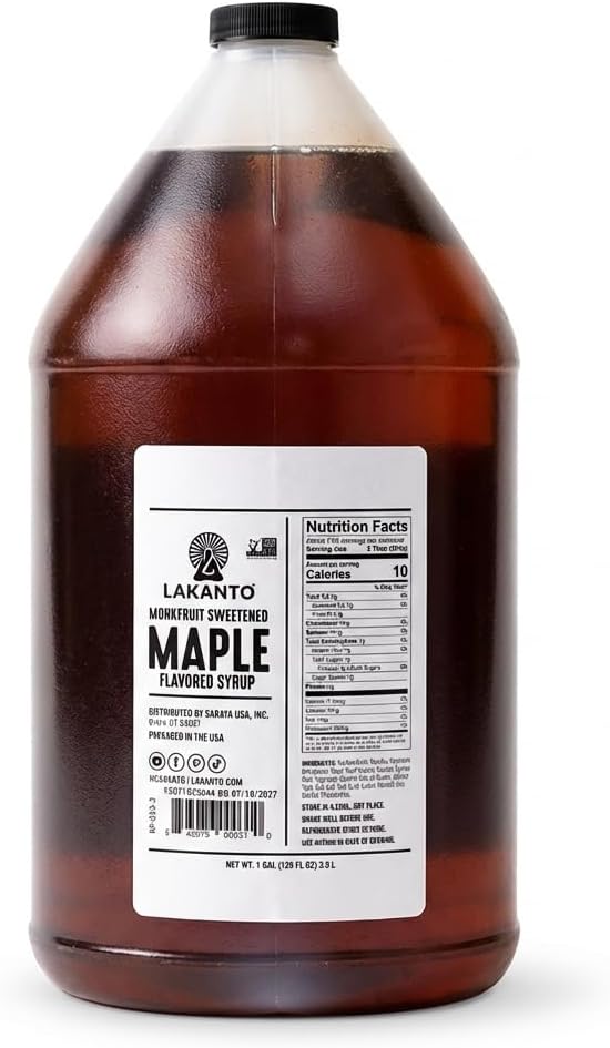 Lakanto Sugar Free Maple Flavored Syrup Sweetener with Monk Fruit and Erythritol, 128 fl oz